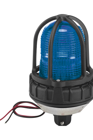 Luz estroboscópica para ubicaciónes peligrosas,  montaje tipo tubo, 12-24Vcc, azul