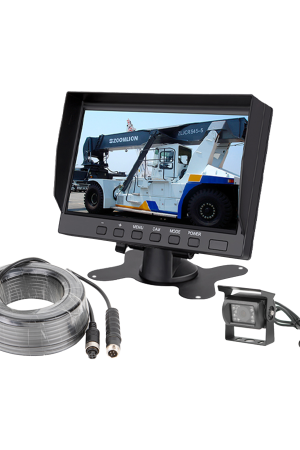 Sistema Profesional de Cámara de Reversa y Monitor Alámbrico para Vehículos de Trabajo y Montacargas