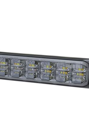 Luz Auxiliar de 18 LED, SAE, Tricolor, Bisel Negro, Rojo/Blanco/Ambar, Lente Transparente